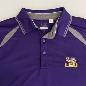 LSU Tigers Men's Cutter & Buck‎ Purple and Grey Dry Tech Polo Size Medium